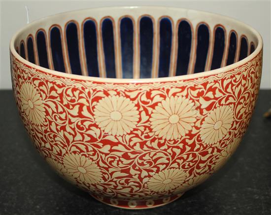 A Japanese Satsuma kikumon deep bowl, Meiji period, possibly an Imperial presentation, height 15.5cm, diameter 23.5cm